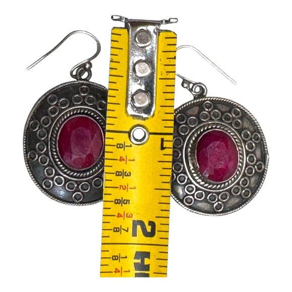 Samuel Benham BJC Sterling Silver Ruby Red Jewelry Set Necklace Bracelet Earring - Picture 10 of 15